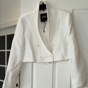 Zara Women's White Cropped Jacket